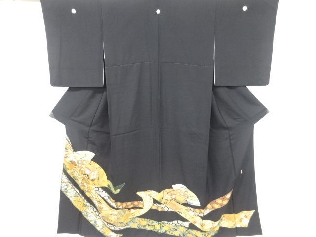 JAPANESE KIMONO / TOMESODE / EMBROIDERY / CRANE